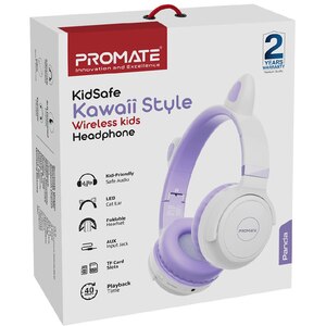 Casti pentru copii PROMATE Panda, Bluetooth, On-ear, Microfon, lila-alb Casti pentru copii PROMATE Panda, Bluetooth, On-ear, Microfon, lila-alb