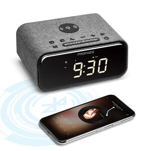 Radio cu ceas PROMATE Cayam, Bluetooth, AM/FM, Incarcare Wireless, negru Radio cu ceas PROMATE Cayam, Bluetooth, AM/FM, Incarcare Wireless, negru
