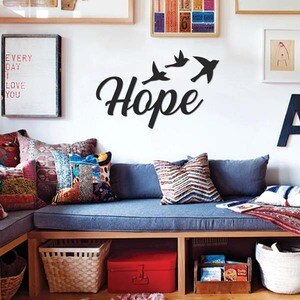Decoratiune perete Hope, 51 x 25 cm, metal, negru Decoratiune perete Hope, 51 x 25 cm, metal, negru