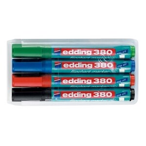 Marker pentru flipchart EDDING 380, 1.5-3 mm, 4 culori (negru, albastru, rosu, verde) Marker pentru flipchart EDDING 380, 1.5-3 mm, 4 culori (negru, albastru, rosu, verde)