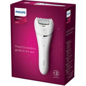 Epilator PHILIPS Series 8000 BRE700/00, 32 pensete, 2 viteze, 3 acesorii, Wet&Dry, Opti-light, alb Epilator PHILIPS Series 8000 BRE700/00, 32 pensete, 2 viteze, 3 acesorii, Wet&Dry, Opti-light, alb