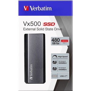 SSD extern VERBATIM VX500, 480GB, USB 3.1 Gen 2, argintiu SSD extern VERBATIM VX500, 480GB, USB 3.1 Gen 2, argintiu