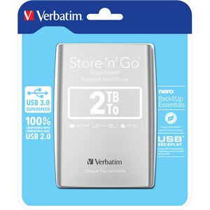 Hard Disk extern VERBATIM Store 'n' Go, 2TB, USB 3.0, argintiu Hard Disk extern VERBATIM Store 'n' Go, 2TB, USB 3.0, argintiu