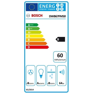 Hota decorativa BOSCH DWB67FM50, 1 motor, 752 m3/h, L 60 cm, inox Hota decorativa BOSCH DWB67FM50, 1 motor, 752 m3/h, L 60 cm, inox