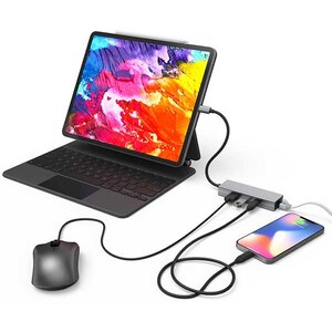 Hub USB Type-C HAMA 200108, USB 3.2, Ethernet, gri Hub USB Type-C HAMA 200108, USB 3.2, Ethernet, gri