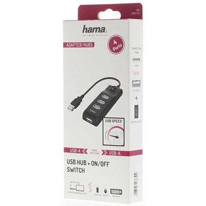 Hub USB HAMA 200118, USB 2.0, comutator switch, negru Hub USB HAMA 200118, USB 2.0, comutator switch, negru