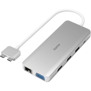 Hub USB HAMA 200105, USB-C, USB-A, Ethernet, HDMI, Card Reader, alb-argintiu Hub USB HAMA 200105, USB-C, USB-A, Ethernet, HDMI, Card Reader, alb-argintiu