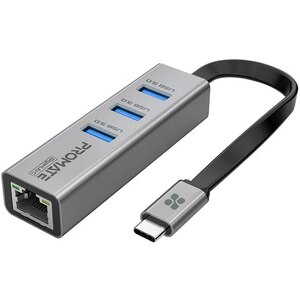 Hub USB Type-C PROMATE GigaHub-C, USB 3.0, Ethernet, negru Hub USB Type-C PROMATE GigaHub-C, USB 3.0, Ethernet, negru