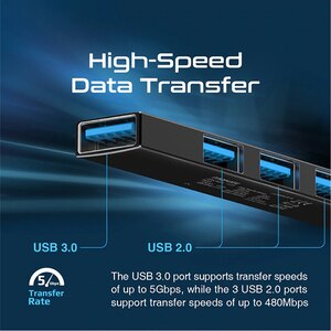 Hub USB PROMATE LiteHub-4, USB 3.0, negru Hub USB PROMATE LiteHub-4, USB 3.0, negru