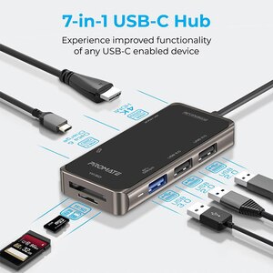 Hub USB Type-C 7in1 PROMATE PrimeHub-Lite, USB 3.0, HDMI, SD/MicroSD, negru Hub USB Type-C 7in1 PROMATE PrimeHub-Lite, USB 3.0, HDMI, SD/MicroSD, negru