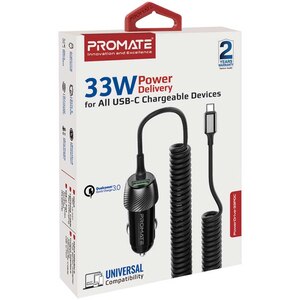 Incarcator auto PROMATE PowerDrive-33PDC, 1xUSB-A, 1xUSB-C Power Delivery 33W, negru Incarcator auto PROMATE PowerDrive-33PDC, 1xUSB-A, 1xUSB-C Power Delivery 33W, negru