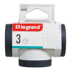 Adaptor priza LEGRAND L694520, 3 prize, alb-gri inchis Adaptor priza LEGRAND L694520, 3 prize, alb-gri inchis