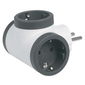 Adaptor priza LEGRAND L694520, 3 prize, alb-gri inchis Adaptor priza LEGRAND L694520, 3 prize, alb-gri inchis