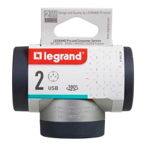 Adaptor priza LEGRAND L694524, 2 prize, 2 x USB, gri inchis Adaptor priza LEGRAND L694524, 2 prize, 2 x USB, gri inchis