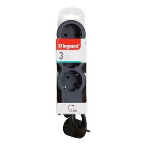 Prelungitor cu protectie LEGRAND L694550, 3 prize, 1.5m, negru-gri inchis Prelungitor cu protectie LEGRAND L694550, 3 prize, 1.5m, negru-gri inchis