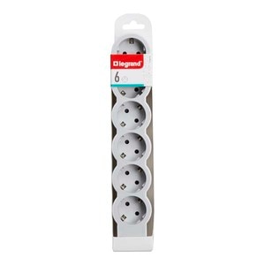 Multipriza LEGRAND L694579, 6 prize, alb-gri deschis Multipriza LEGRAND L694579, 6 prize, alb-gri deschis