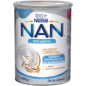Formula speciala de lapte NESTLE NAN Fara lactoza 12306219, 0 luni+, 400g Formula speciala de lapte NESTLE NAN Fara lactoza 12306219, 0 luni+, 400g