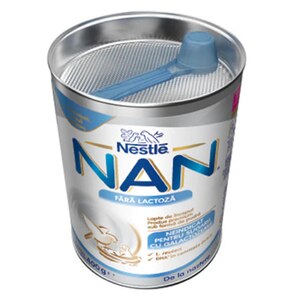 Formula speciala de lapte NESTLE NAN Fara lactoza 12306219, 0 luni+, 400g Formula speciala de lapte NESTLE NAN Fara lactoza 12306219, 0 luni+, 400g