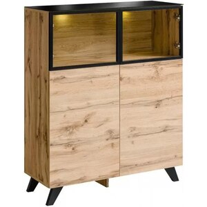 Vitrina joasa Thin, stejar wotan, 100 x 40 x 123 cm Vitrina joasa Thin, stejar wotan, 100 x 40 x 123 cm