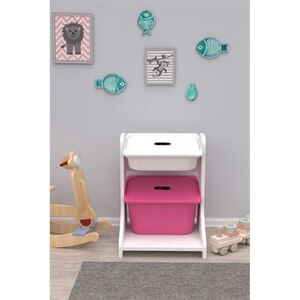 Dulap cutii depozitare OLIVYA, 44 x 35 x 60 cm, alb-roz, 2 cutii Dulap cutii depozitare OLIVYA, 44 x 35 x 60 cm, alb-roz, 2 cutii