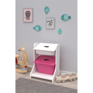 Dulap cutii depozitare OLIVYA, 44 x 35 x 60 cm, alb-roz, 2 cutii Dulap cutii depozitare OLIVYA, 44 x 35 x 60 cm, alb-roz, 2 cutii