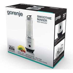 Mini blender GORENJE BSM600LBW, 0.6l, 300W, 1 treapta viteza, alb-negru Mini blender GORENJE BSM600LBW, 0.6l, 300W, 1 treapta viteza, alb-negru