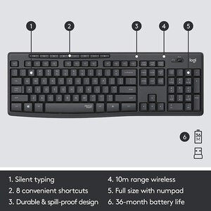 Kit tastatura si mouse Wireless LOGITECH MK295 Silent, USB, grafit Kit tastatura si mouse Wireless LOGITECH MK295 Silent, USB, grafit