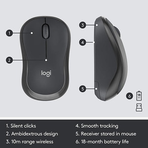 Kit tastatura si mouse Wireless LOGITECH MK295 Silent, USB, grafit Kit tastatura si mouse Wireless LOGITECH MK295 Silent, USB, grafit