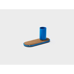 Suport instrumente de scris SPIN Ridge, metal-lemn, albastru Suport instrumente de scris SPIN Ridge, metal-lemn, albastru