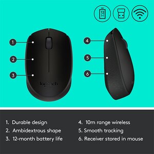 Mouse Wireless LOGITECH M171, 1000 dpi, negru Mouse Wireless LOGITECH M171, 1000 dpi, negru