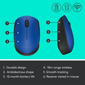 Mouse Wireless LOGITECH M171, 1000 dpi, albastru Mouse Wireless LOGITECH M171, 1000 dpi, albastru