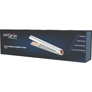 Placa de indreptat parul cordless MYRIA MY4853, 220 grade, invelis ceramic, argintiu Placa de indreptat parul cordless MYRIA MY4853, 220 grade, invelis ceramic, argintiu