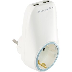 Adaptor priza HOME NV 2100 USB, 2x USB, alb Adaptor priza HOME NV 2100 USB, 2x USB, alb
