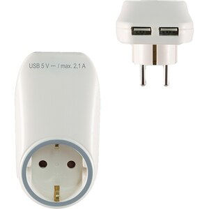 Adaptor priza HOME NV 2100 USB, 2x USB, alb Adaptor priza HOME NV 2100 USB, 2x USB, alb