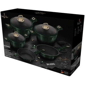 Set vase BERLINGER HAUS Emerald BH/6065, 10 piese, 1-6.1l, 20-28cm, aluminiu, verde Set vase BERLINGER HAUS Emerald BH/6065, 10 piese, 1-6.1l, 20-28cm, aluminiu, verde