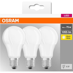 Set 3 becuri LED OSRAM A75, E27, 10W, lumina calda Set 3 becuri LED OSRAM A75, E27, 10W, lumina calda