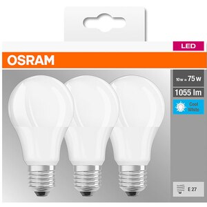Set 3 becuri LED OSRAM A75, E27, 10W, lumina neutra Set 3 becuri LED OSRAM A75, E27, 10W, lumina neutra
