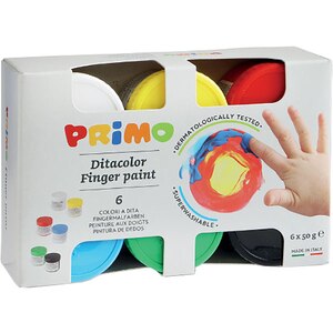 Tempera pentru desenat cu degetul PRIMO, 50 g, 6 culori Tempera pentru desenat cu degetul PRIMO, 50 g, 6 culori