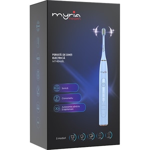 Periuta de dinti electrica MYRIA MY4846BL, 40000 miscari/minut, 5 programe, 3 capete, albastru Periuta de dinti electrica MYRIA MY4846BL, 40000 miscari/minut, 5 programe, 3 capete, albastru