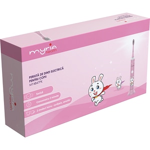 Periuta de dinti electrica copii MYRIA MY4847PK, 31000 miscari/minut, 2 programe, 2 capete, roz Periuta de dinti electrica copii MYRIA MY4847PK, 31000 miscari/minut, 2 programe, 2 capete, roz