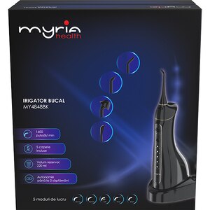 Irigator bucal MYRIA MY4848BK, 5 capete, 220ml, negru Irigator bucal MYRIA MY4848BK, 5 capete, 220ml, negru