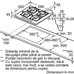 Plita incorporabila BOSCH PNP6B6B90, Gaz, 4 arzatoare, negru Plita incorporabila BOSCH PNP6B6B90, Gaz, 4 arzatoare, negru