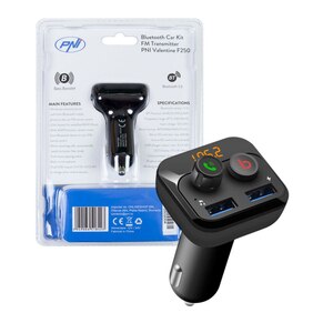 Modulator FM PNI Valentine F250 Bluetooth 5.0, MP3 player, negru Modulator FM PNI Valentine F250 Bluetooth 5.0, MP3 player, negru