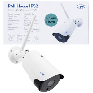 Camera IP Wireless PNI IP52, Full HD 1080p, IR, Night Vision, alb Camera IP Wireless PNI IP52, Full HD 1080p, IR, Night Vision, alb