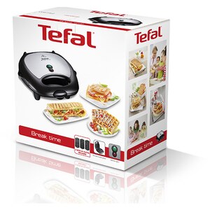Sandwich maker TEFAL Break Time SW614831, 700W, 3 placi detasabile, negru-argintiu Sandwich maker TEFAL Break Time SW614831, 700W, 3 placi detasabile, negru-argintiu