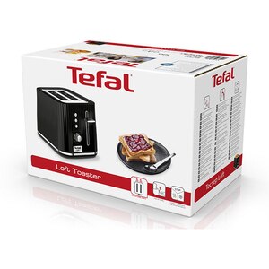 Prajitor de paine TEFAL Loft TT761838, 2 felii, 850W, negru-argintiu Prajitor de paine TEFAL Loft TT761838, 2 felii, 850W, negru-argintiu