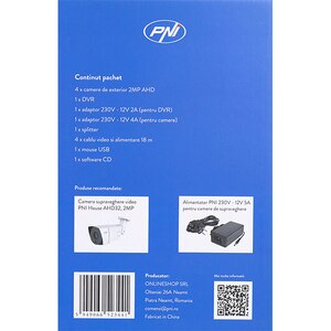 Kit supraveghere PNI House PTZ1300, 4 camere Full HD, NVR, 8 canale, alb-negru Kit supraveghere PNI House PTZ1300, 4 camere Full HD, NVR, 8 canale, alb-negru