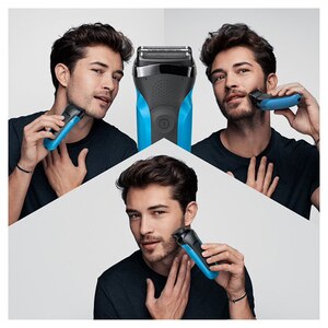 Aparat de ras BRAUN Series 3 Shave&Style 310BT, acumulator, autonomie 30 min, albastru-negru Aparat de ras BRAUN Series 3 Shave&Style 310BT, acumulator, autonomie 30 min, albastru-negru
