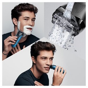 Aparat de ras BRAUN Series 3 Shave&Style 310BT, acumulator, autonomie 30 min, albastru-negru Aparat de ras BRAUN Series 3 Shave&Style 310BT, acumulator, autonomie 30 min, albastru-negru