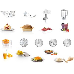 Robot de bucatarie BOSCH MUM58259, vas 3.9l, blender 1.25l, 1000W, 7 trepte viteza, alb-argintiu Robot de bucatarie BOSCH MUM58259, vas 3.9l, blender 1.25l, 1000W, 7 trepte viteza, alb-argintiu